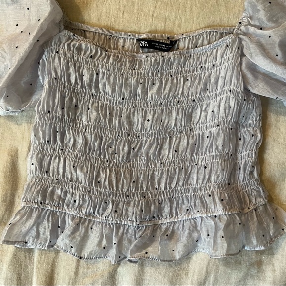 Zara Sheer Lavender Puff Sleeve Blouse - Picture 6 of 12